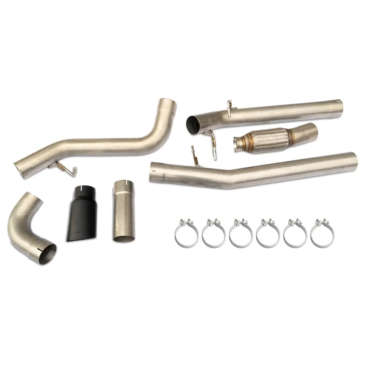 304 Stainless Steel Cat-Back Performance Exhaust Kit 2020-2022 GM 3.0L Duramax - Single Exit Raw Tubes Black Ceramic Coated Tips