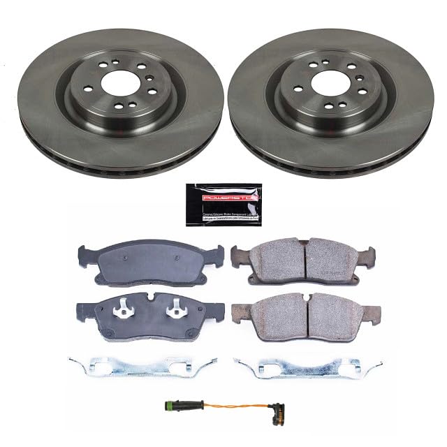 Power Stop KOE6903 Front Replacement Brake Kit-OE Brake Rotors & Ceramic Brake Pads and 1 Front Sensor Wire For GL350, GL450, GLE400, GLE, GLS3, GLS450, M [Model Specific]