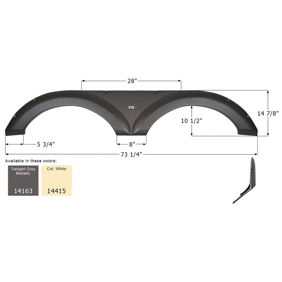 Fender Skirt ICON 14415, Tandem, Forest River, FS4163, Colonial White
