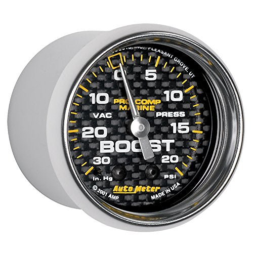 Vac/Boost AutoMeter Gauge, 2 1/16", 30Inhg-20Psi, Mechanical, Marine Carbon Fiber (200774-40),Multi