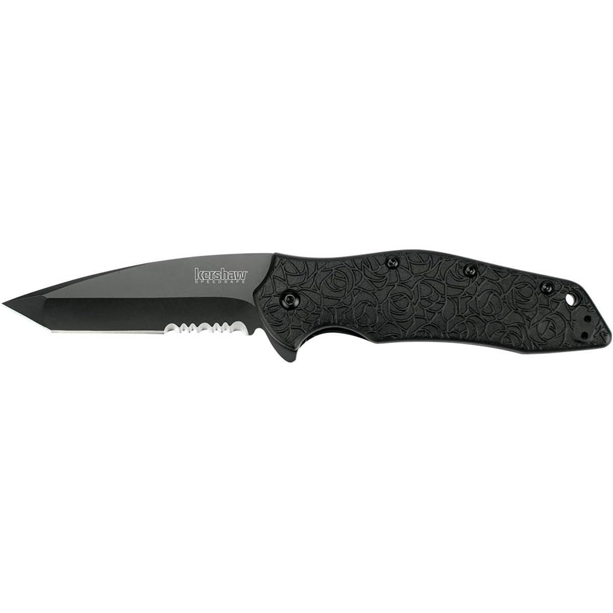 Kershaw Tanto Kuro Assisted Opening Knife (3.125" Black Serr) 1835TBLKST