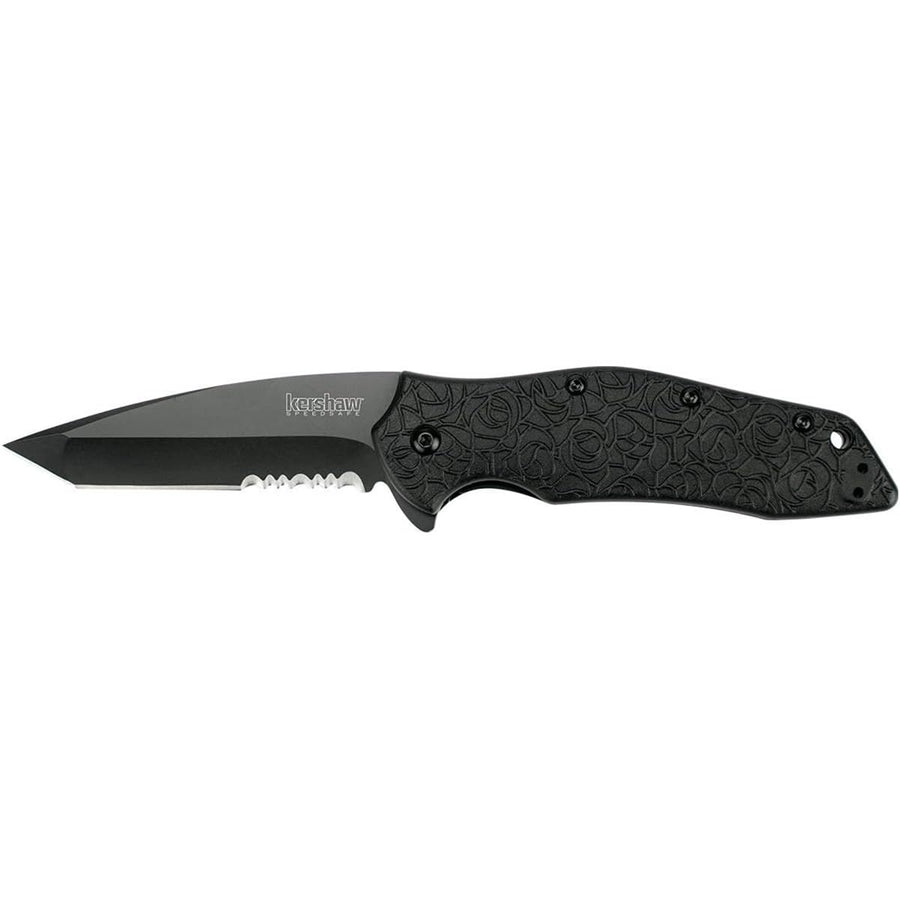 Kershaw Tanto Kuro Assisted Opening Knife (3.125" Black Serr) 1835TBLKST