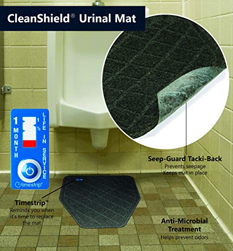 M+A Matting Urinal Mat, CleanShield | Non-Slip, 30-Day, Disposable by M+A Matting (Charcoal, Case of 6)