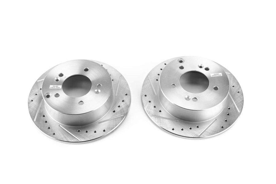 Power Stop JBR1380XPR Rear Drilled and Slotted Brake Rotor Pair For Kia Rondo 2007-2012 [Model Specific]