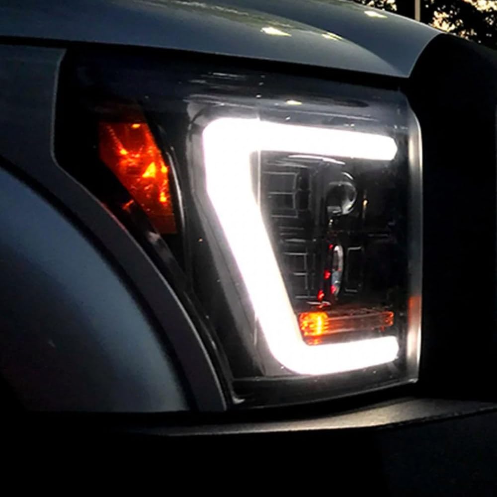 RECON - Premium Projector Headlights Fits 2011-2016 Ford Super Duty (F250, F350, F450, F550) Ultra Bright OLED Halos, DRL (SMOKED LENS)