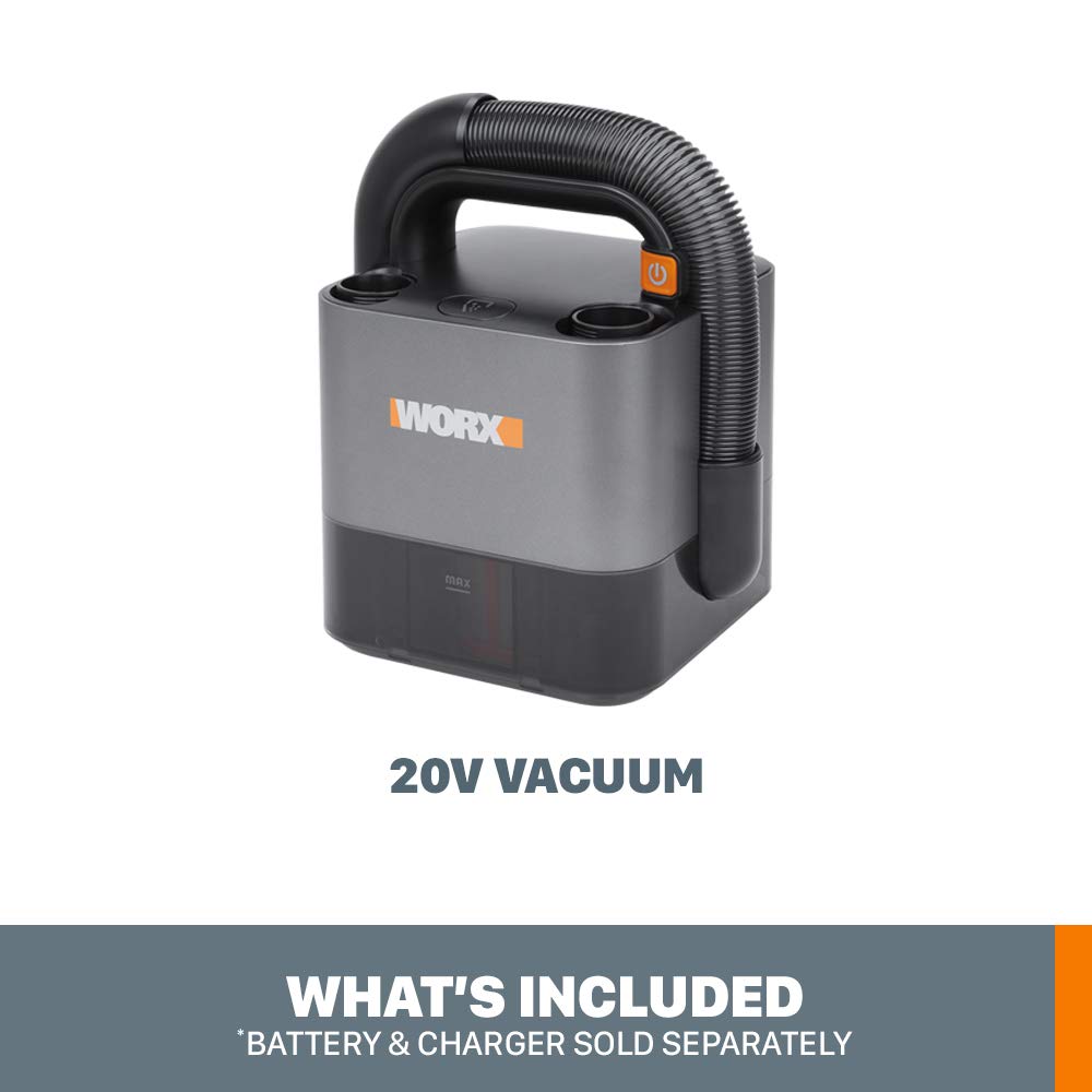 WORX 20V Power Share Cordless Cube Vac WX030L.9 Compact Vacuum, Bare Tool Only, No Battery, Black