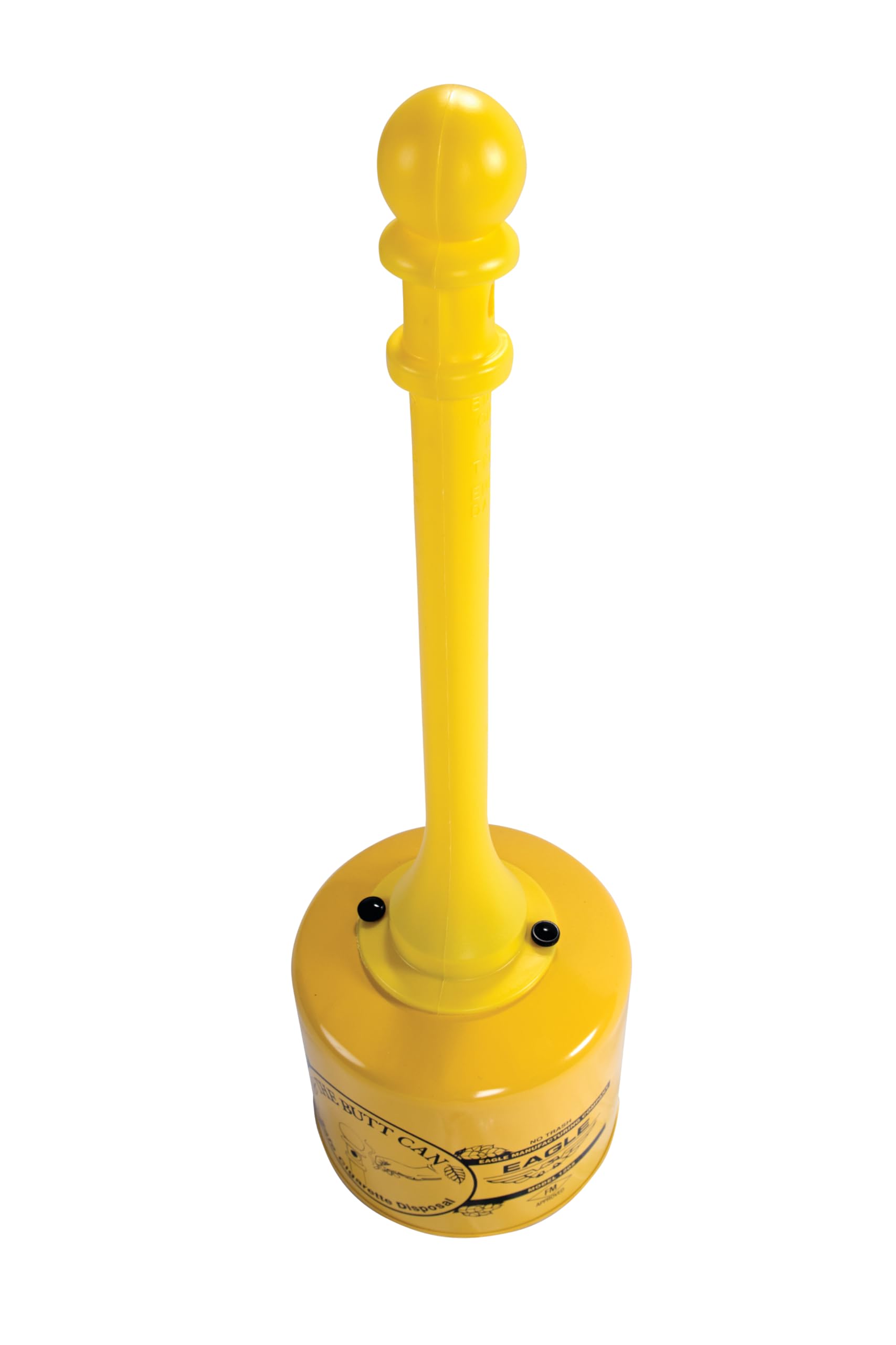 Eagle Poly Tube Cigarette Butt Receptacle, 5 Gallon Capacity, 40" Height, 12" Diameter, Yellow Galvanized Steel