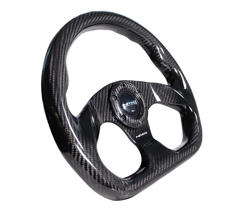 NRG Innovations Steering Wheel NRG-ST-009CF-BK - Shinny Black Carbon Fiber 320mm FLAT BOTTOM