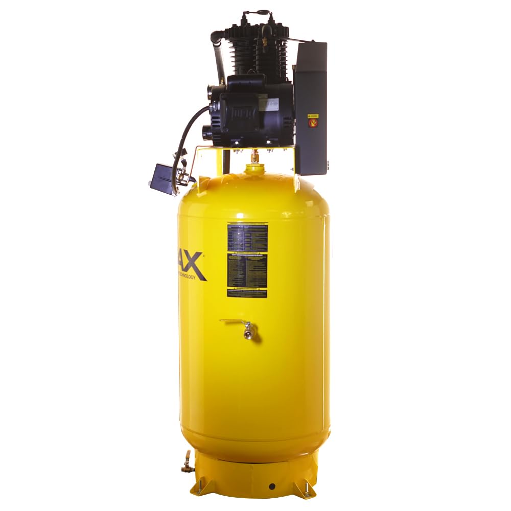EMAX E350 Air Compressor Stationary - 5HP 80 Gal 2 Stage Silent System with Pressure Lubricated Pump, Includes Oil for First Change - ES05V080I1