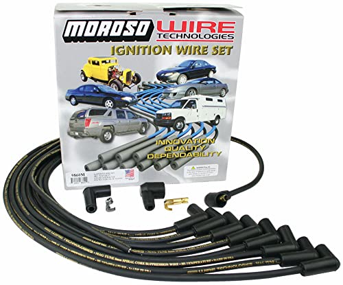 Moroso Mag Tune 9860M Spark Plug Wire Set, Black, Fits Small Block Chevy, 90 Degree Plug Ends, Non HEI Distributor, Over Valve Cover Routing