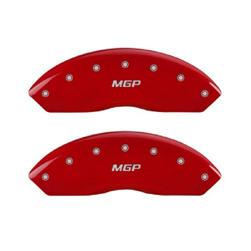 MGP Caliper Covers Red Powder Coat Finish 39018SMGPRD Engraved Caliper Cover with Silver Characters, Set of 4