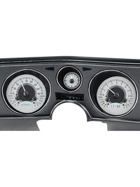 Dakota Digital 69 Chevelle El Camino Dash Gauges & Silver White Analog Clock VHX-69C-CVA-S-W