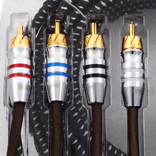 Mono RCA Signal Cable Sundown Audio RCA-SAZ4CH20 – 20ft Twisted Pair, Dual Shielded OFC Copper with Braided Foil, High-Grip Connectors for Noise-Free Car Audio