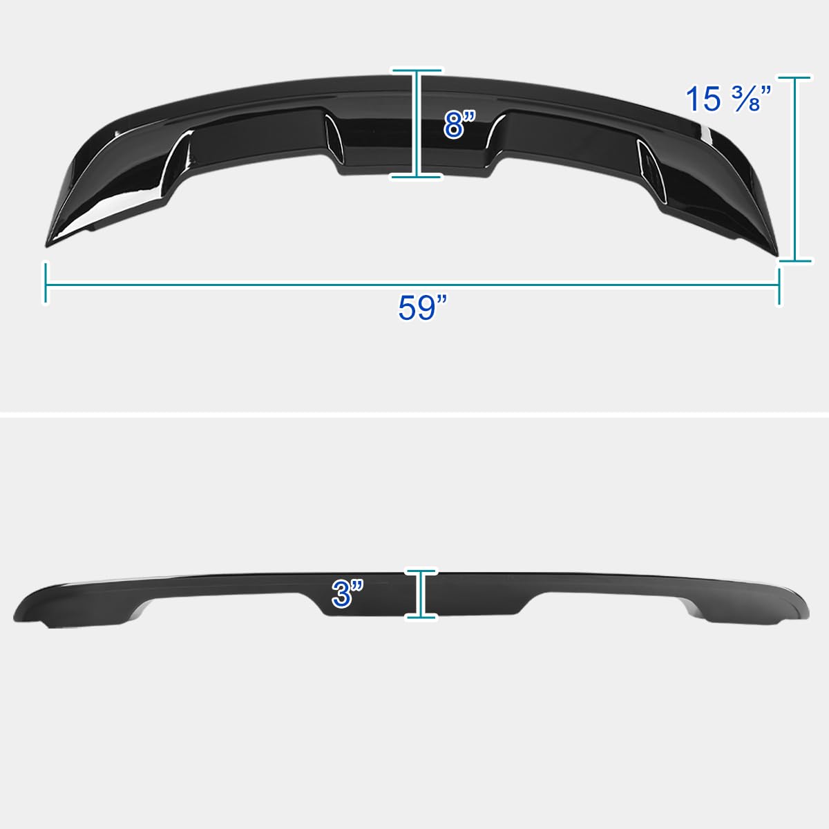 GT500 Style Spec-D Tuning Glossy Black Rear Trunk Wing Spoiler for 2015-2022 Ford Mustang GT Models