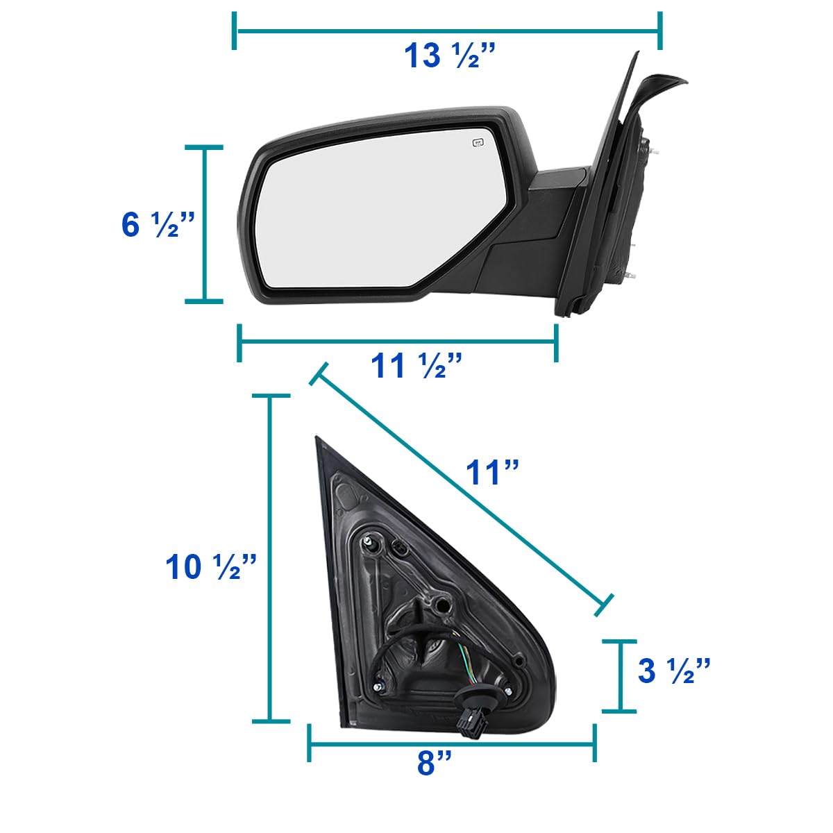 Spec-D Tuning Matte Black Left Driver Side Power Heated Mirror w/Puddle Light Compatible with 2014-2018 Chevy Silverado, GMC Sierra