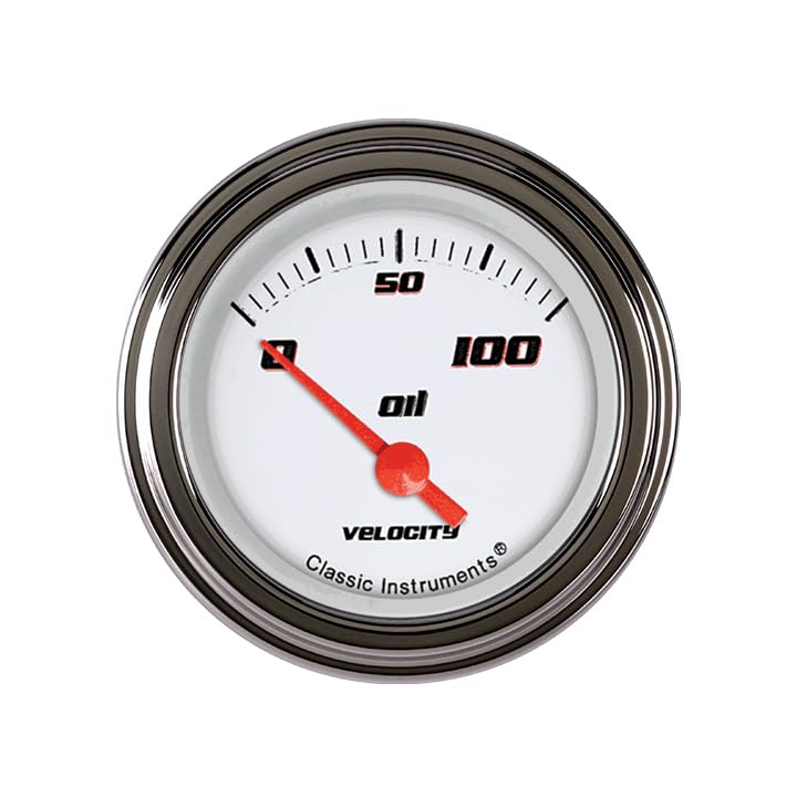 Velocity Classic Instruments White 2 1/8" Oil Pr / 100 Psi VS81WSLC