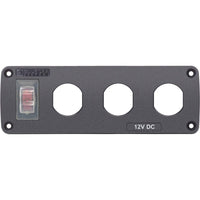 Water-Resistant Blue Sea Systems Accessory Panel - 15A Circuit Breaker, 3x Blank Apertures