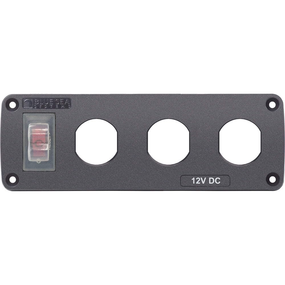 Water-Resistant Blue Sea Systems Accessory Panel - 15A Circuit Breaker, 3x Blank Apertures