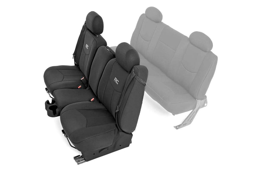 Rough Country Front Seat Covers Neoprene for Chevy Silverado & GMC Sierra 1500 (1999-2006) - Waterproof & UV Resistant, Foam Padded, Front Seat Cover Set