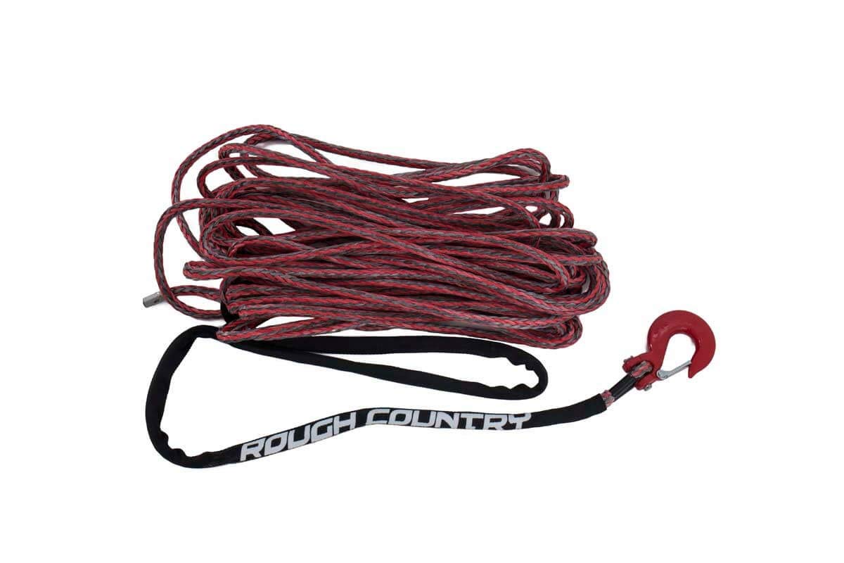 Rough Country 3/8" Synthetic Winch Rope Red with Clevis Hook | 85 FT - RS116