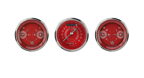 V8 Red Steelie Classic Instruments V8RS34SHC Three Gauge Set