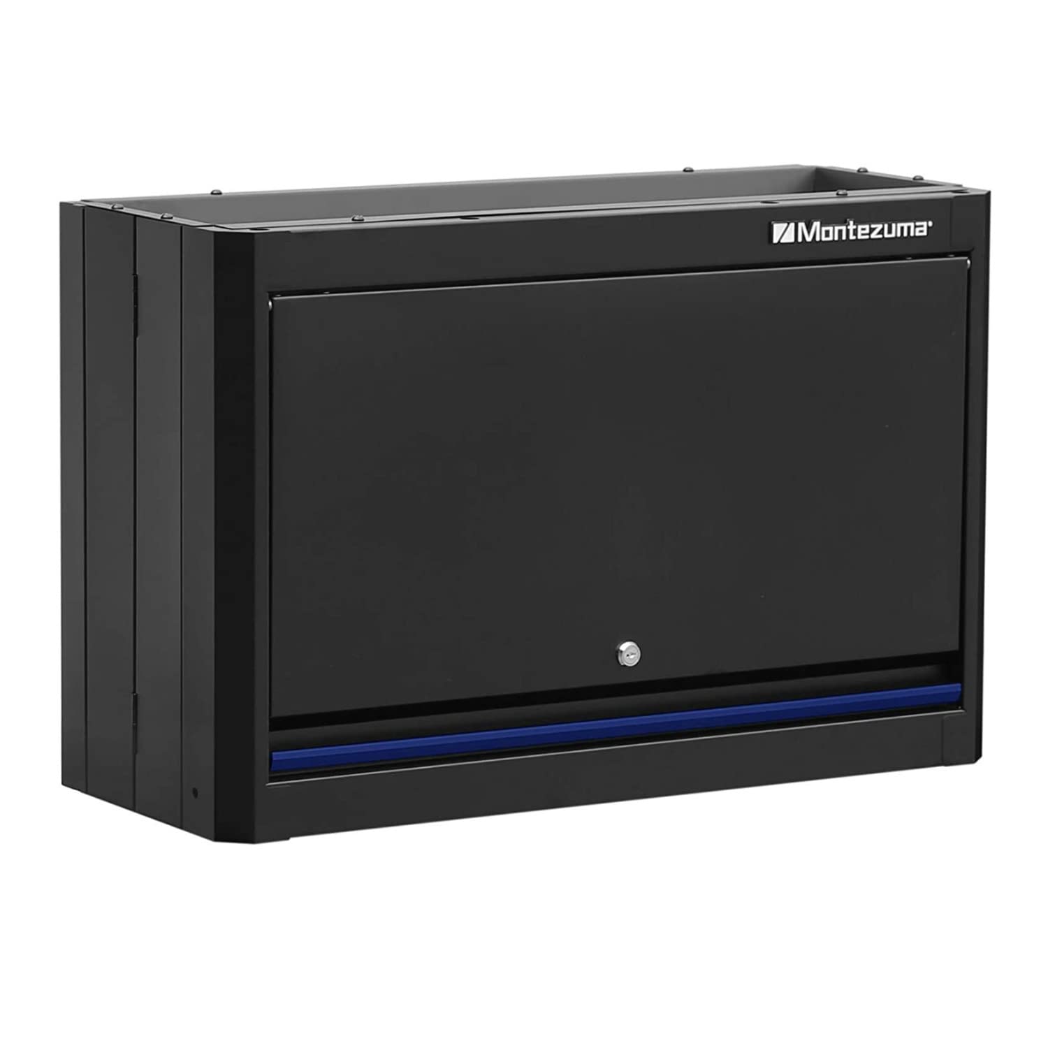 Montezuma Tool Storage Garage System - 30.5 x 12" Locking Single Door Wall Cabinet with Magnetic Latches & Black Powder Coat Finish - BKMG30201WC