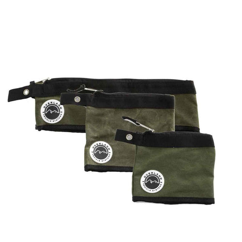 Overland Vehicle Systems 3-Bag Set of Small/Medium Size Storage Bags - #12 Waxed Canvas - Infused with Paraffin Wax Waterproofing - Universal for, Tools, Automotive, Fishing, Hunting and More!