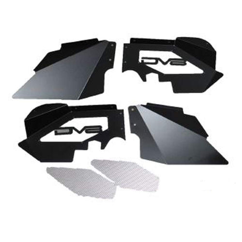 Inner Fender Liner Set DV8 Offroad fits 2007-2018 Wrangler JK | Front Wheel Wells | Vented for Airflow | Aluminum Construction | Black Satin Finish