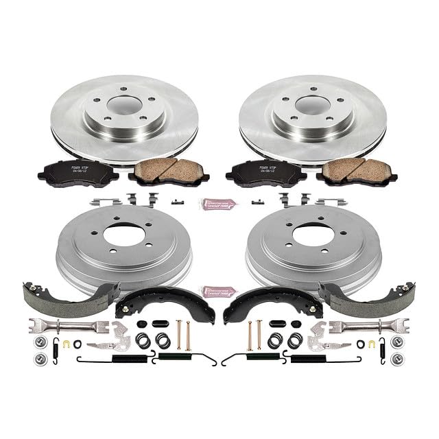 Power Stop Autospecialty KOE15250DK Front and Rear Replacement Brake Kit-OE Brake Drums & Ceramic Brake Pads For Chrysler Sebring, Dodge Avenger, Jeep Compass, Jeep Patriot [Model Specific]
