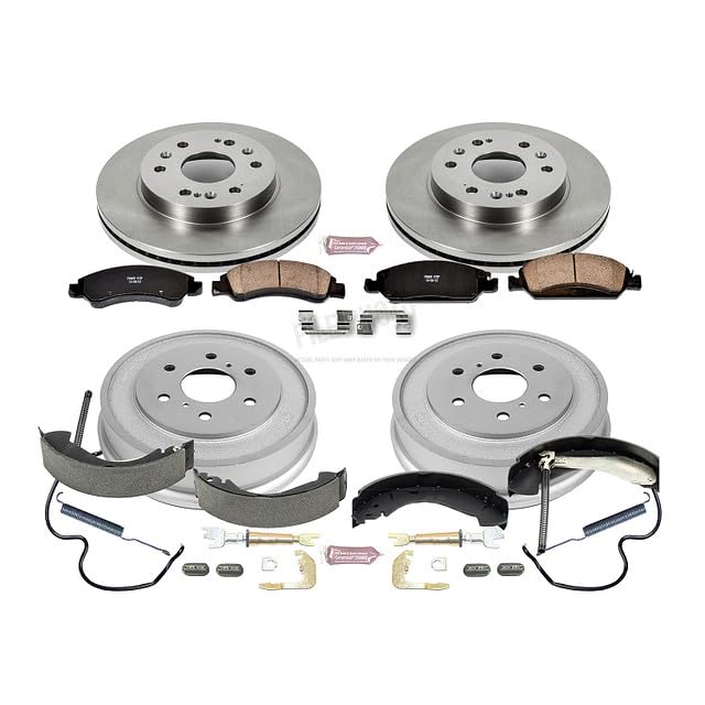 Power Stop Autospecialty KOE15238DK Front and Rear Replacement Brake Kit-OE Brake Drums & Ceramic Brake Pads For 2007 2008 Silverado 1500 Sierra 1500
