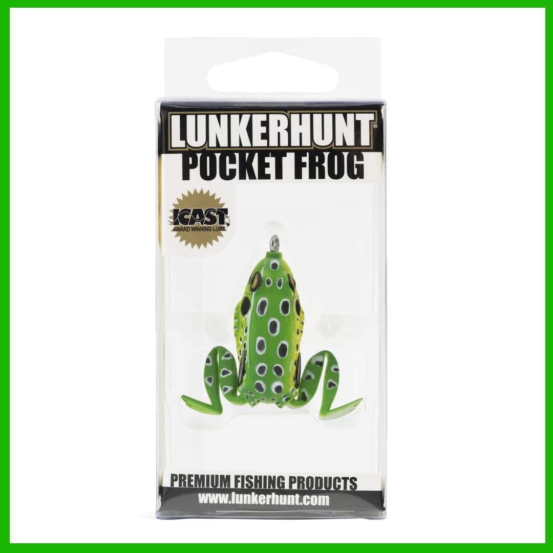 Pocket Frog Lure LUNKERHUNT for Bass Fishing | 1.75 Inch Topwater Fishing Lures with Weedless Hooks for Trout, Pike in Saltwater and Fresh Water