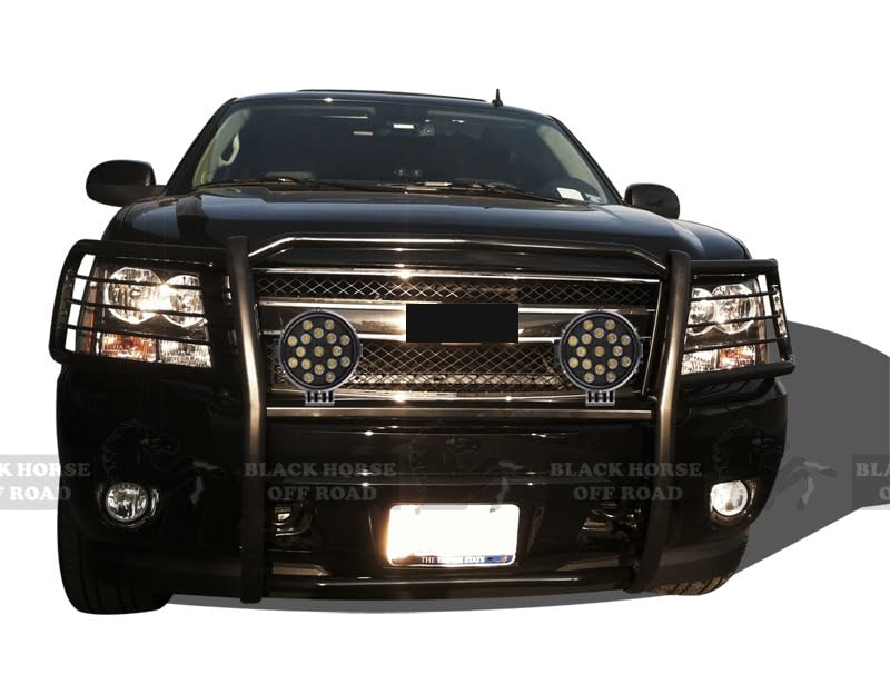 Bumper Guard Modular Black Black Horse Grille brush Come With pair of 7.0"LED Light with Trim Rings Compatible with 2007-2013 Avalanche|2007-2014 Suburban 1500|2007-2014 Tahoe-17A037400MA-PLB