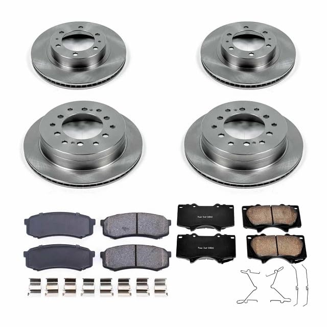 POWERSTOP Autospecialty KOE138 Front and Rear Replacement Brake Kit-OE Brake Rotors & Ceramic Brake Pads For 2003-2007 2008 2009 Toyota 4Runner [12.56" Front Rotor Models]