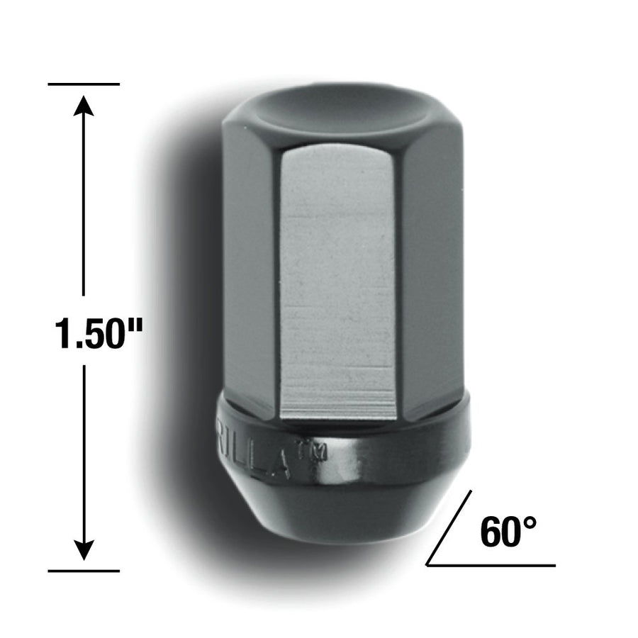 Closed End Gorilla Automotive Racing Lug Nuts-Black 44137BK (12mm x 1.50 Thread Size)