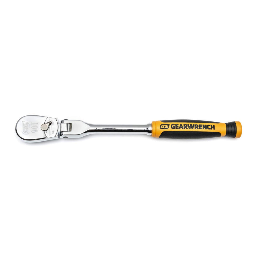 90 Tooth GEARWRENCH 1/4" Drive Cushion Grip Flex Teardrop Ratchet - 81009T, Multi