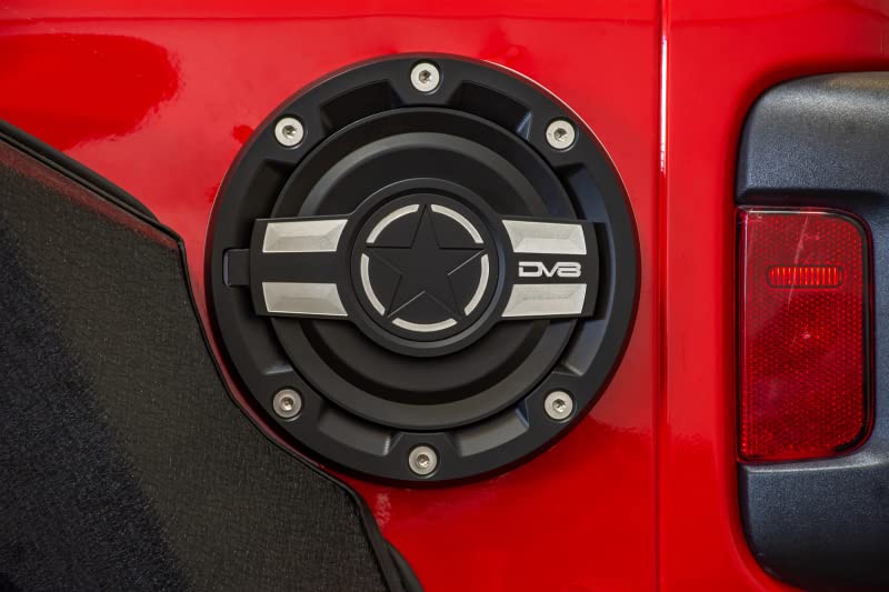 D-JL-190004-MIL | DV8 Offroad Fuel Door for 18-21 Wrangler JL | Magnetic Closure | Aluminum Construction | Complete Replacement Kit
