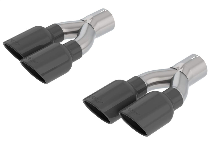 Borla Exhaust Tip 60672BC Fits Only w/PN[140755/140756] 3 in. Inlet 4 in. Outlet 15.5 in. Length Dual Round Rolled Angle Cut Black Chrome Polished Tip