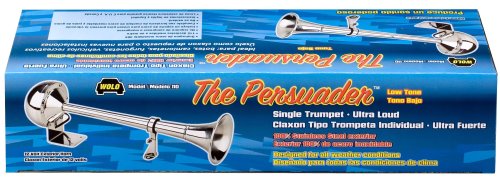 The Persuader Wolo (110) Stainless Steel Single Trumpet Horn - 12 Volt, Low Tone