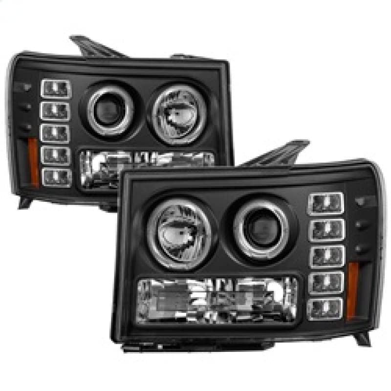 LED Halo Spyder Auto Projector Headlights Black/Clear