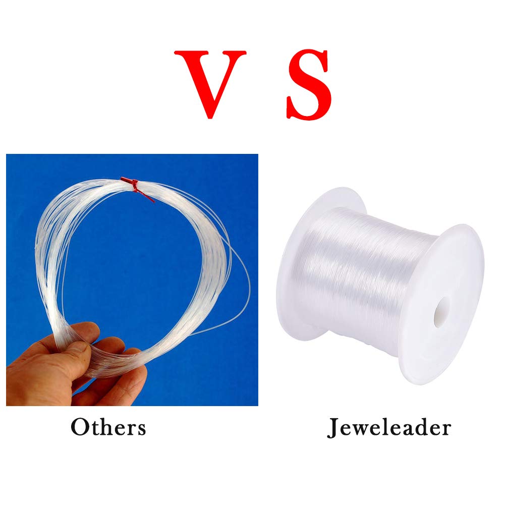 20 Yards JEWELEADER Clear Invisible Craft Nylon Thread 0.6mm Monofilament Fishing Line Bead String Cord for Gemstone Jewelry DIY Making Bracelet Hanging Decoration Sewing Quilting Hair Weaving