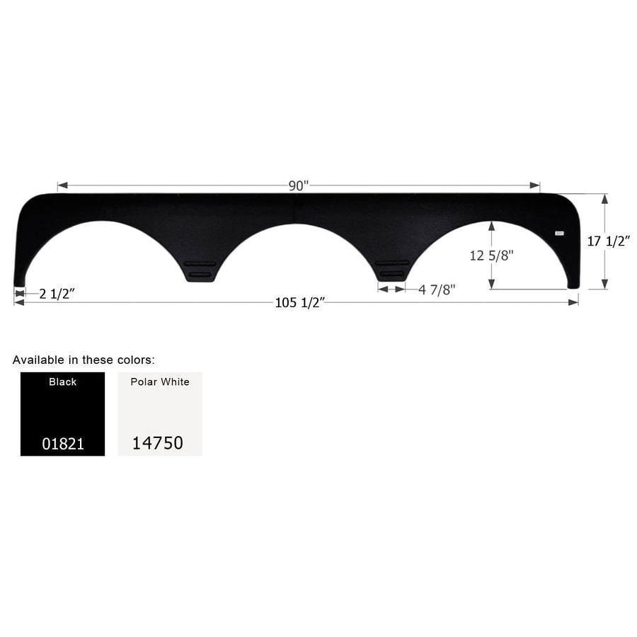 Fender Skirt ICON 14750, Triple, Gulf Stream, FS1821, Polar White