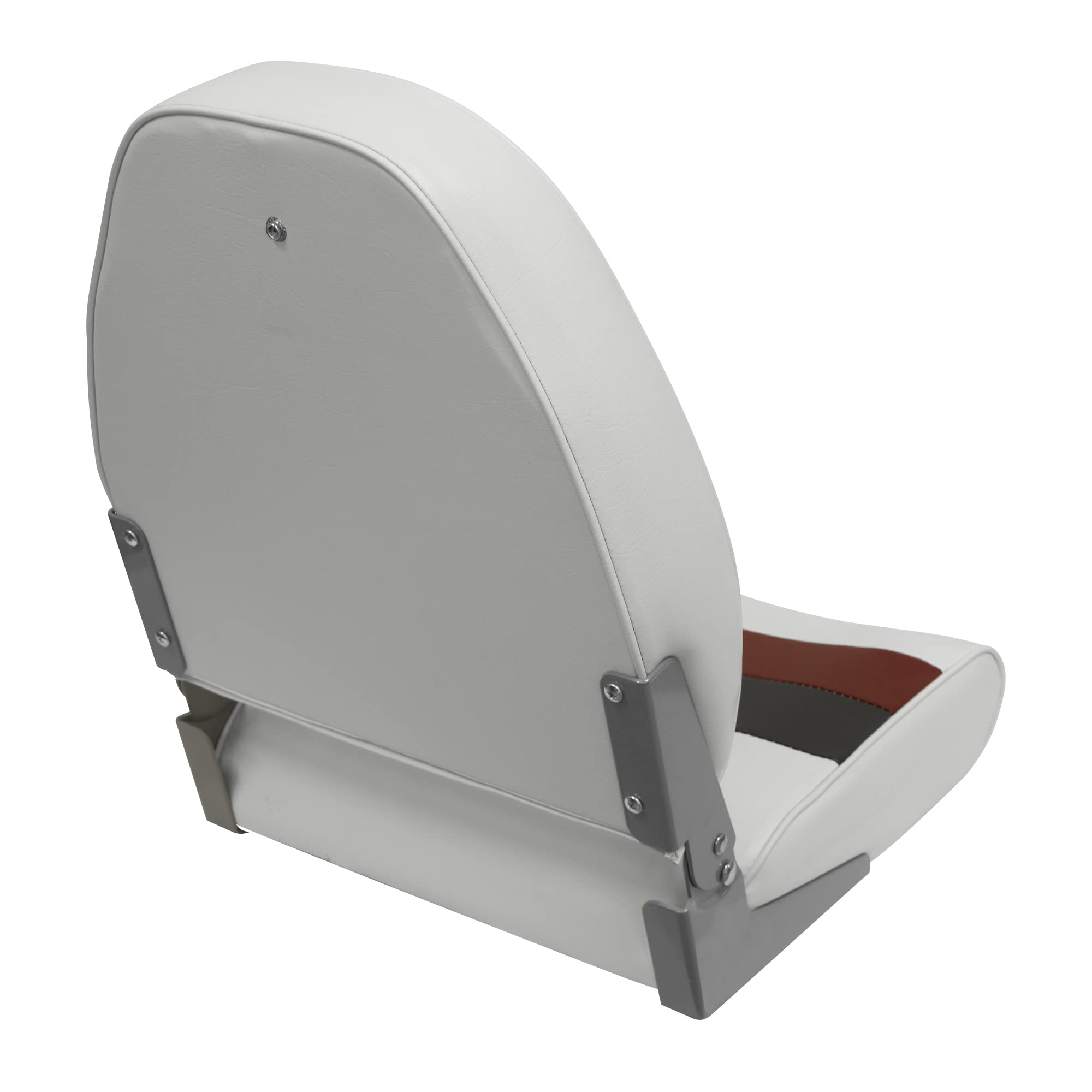 8WD590-1009 Wise Deluxe Series Pontoon Fold Down Seat, White/Red/Charcoal