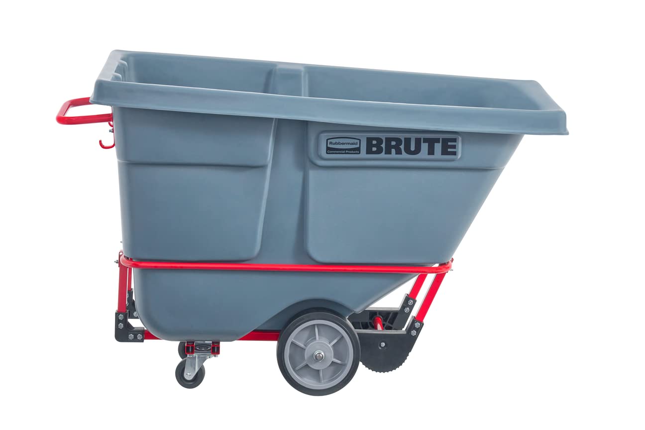 Rubbermaid Brute Dump Truck/Tilt Trash Cart/Garbage Collection/Recycling, 0.5 Cubic Yard, Standard Duty, 1,400 lbs., Gray, Distribution Centers/Warehouse/Manufacturing/Stadiums