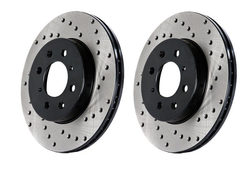 StopTech Sport 128.34147L Cross Drilled Brake Rotor (Rear Left), 1 Pack