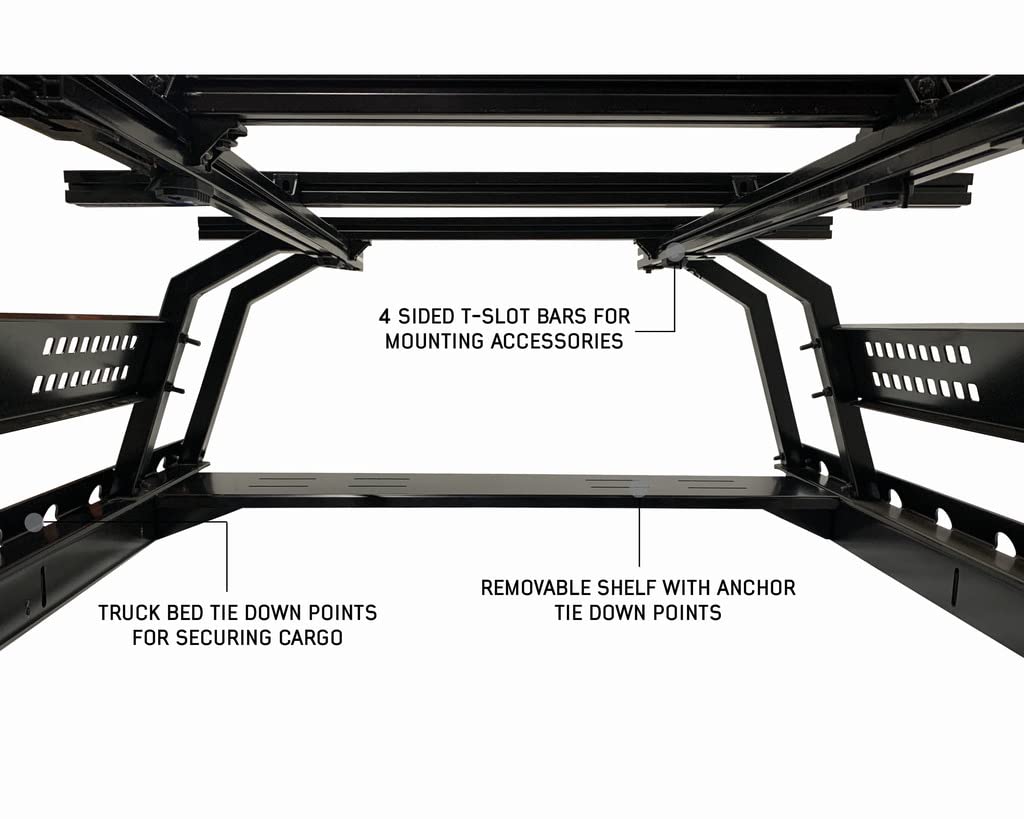 Discovery Overland Vehicle Systems Truck Bed Rack Mid Size 5ft Bed Truck - Suitable for Toyota Tacoma, Jeep Gladiator JT