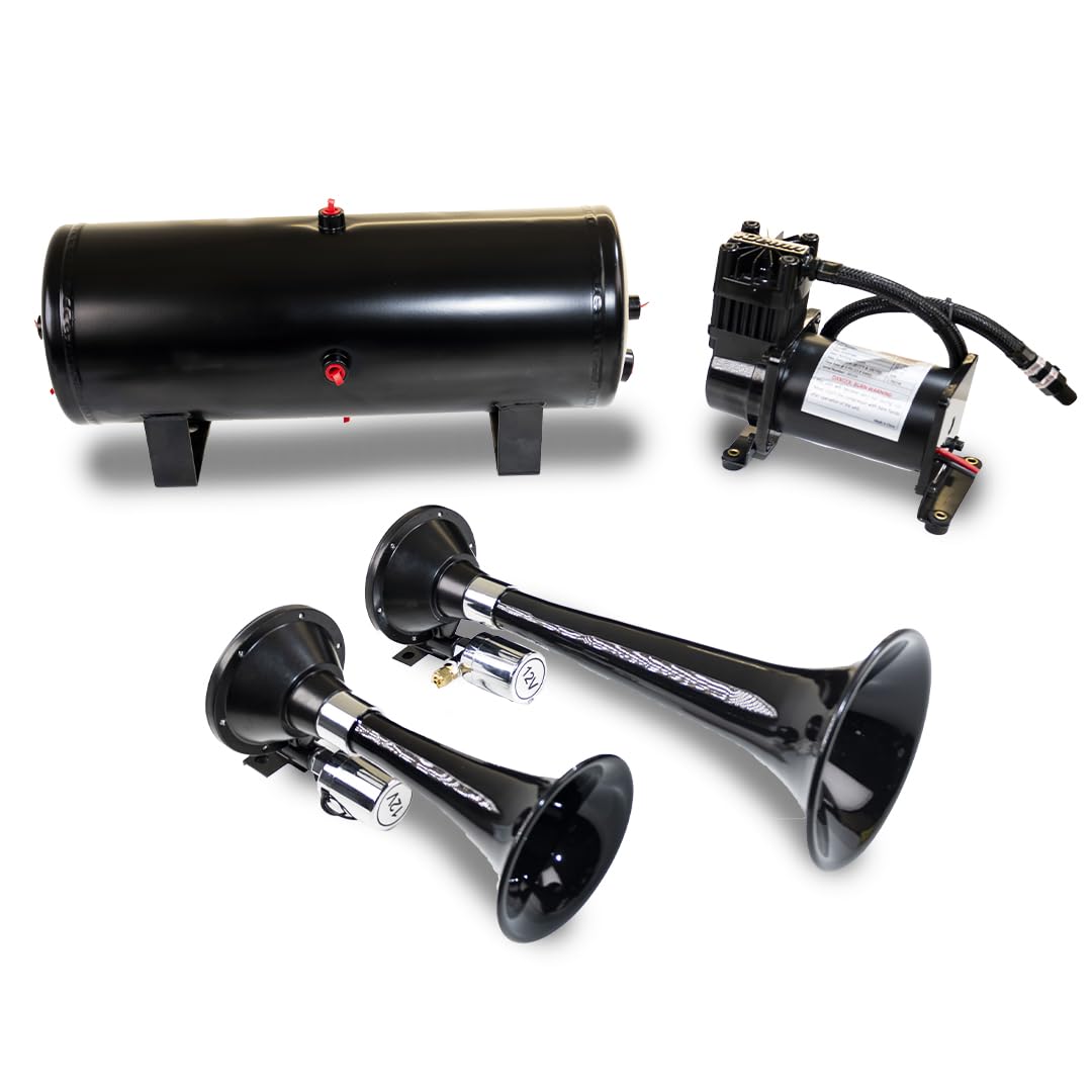 Kleinn Air Horns Complete HK5 Dual Train Horn System - Chrome