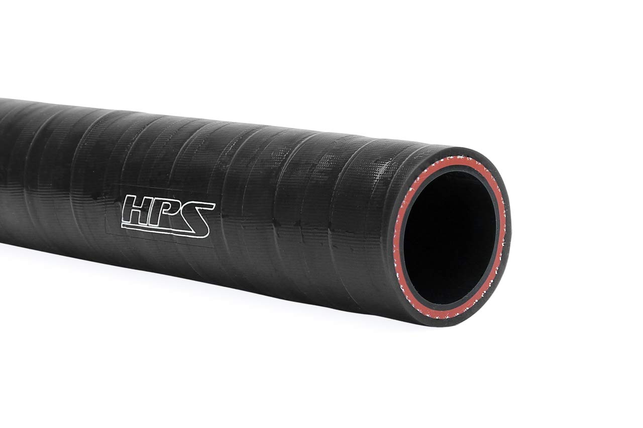 1/2" HPS Performance FKM Lined Oil Resistant High Temperature Reinforced Silicone Hose, 8 Feet, 4mm Wall Thickness, 350F Max. Temp, Black, FKM-8F-050-BLK