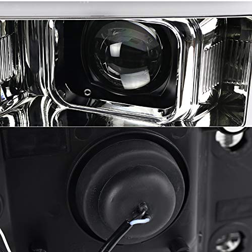 Chrome LED Bar Projector Headlights SPEC-D TUNING Compatible with 2007-2013 GMC Sierra Models 1500 1500HD 2500HD 3500HD, Left + Right Pair Headlamps Assembly