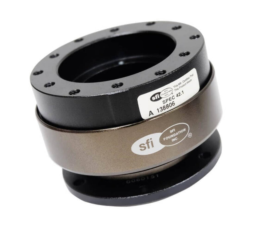 NRG Innovations Gen 2.0 NRG-SRK-200-1BK Steering Wheel Quick Release Adapter 6-Hole, Black Body/Chrome Ring SFI SPEC 42.1, 5" Shorter than standard Quick Release