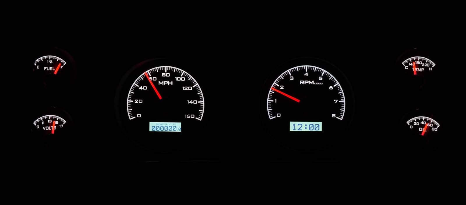 Dakota Digital VHX System 70 - 81 Chevy Camaro Analog Dash Gauges Black Alloy White VHX-70C-CAM-K-W